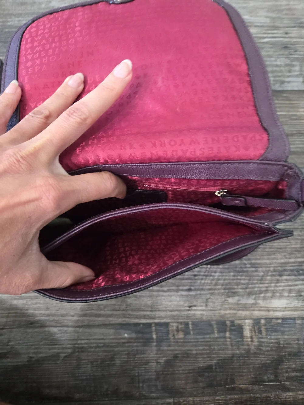 kate spade Plum Saffiano Crossbody Bag with Gold-Tone Logo